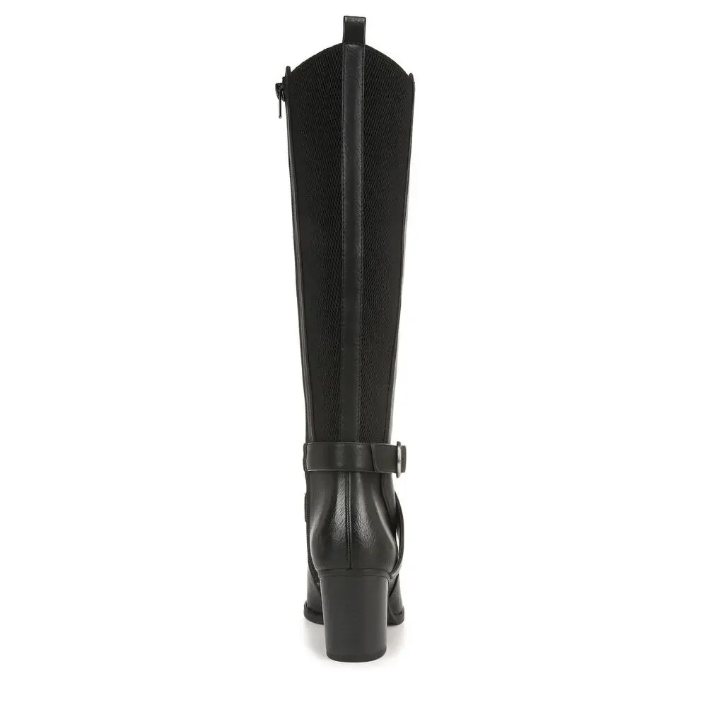 NATURALIZER SOUL TRIYA WOMENS BLACK WIDE CALF TALL BOOTS SIZE 8.5 W